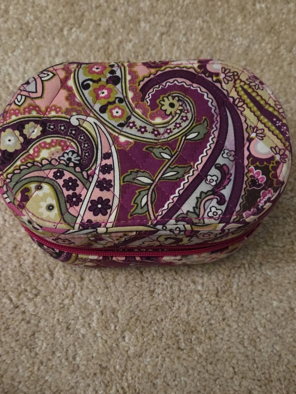 Vera Bradley Pink & Purple Paisley Quilted Travel Case